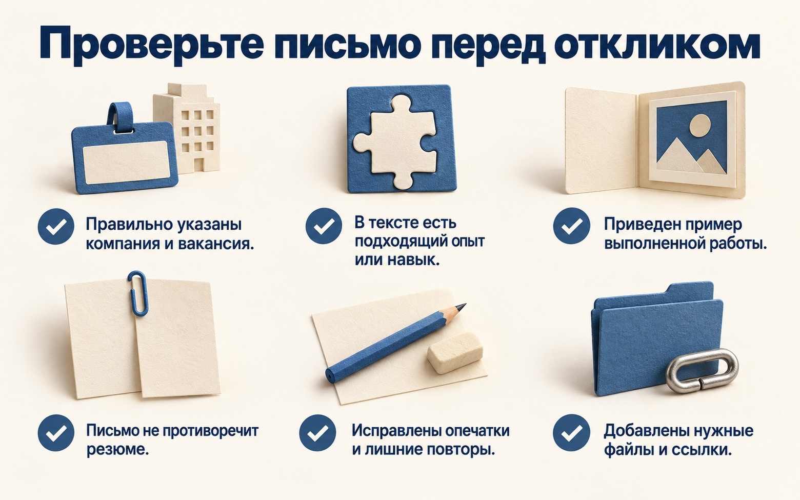 Шесть пунктов для проверки сопроводительного письма перед отправкой.